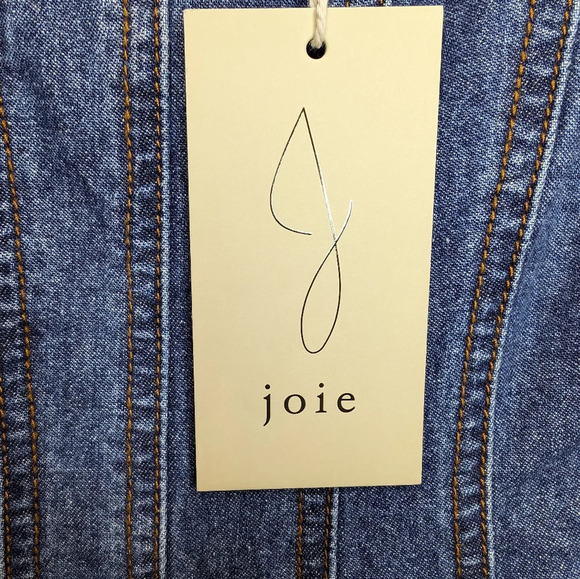 NWT Joie Sleeveless Mini Midi 100% Cotton Blue Denim Dress Women Small - Picture 3 of 10